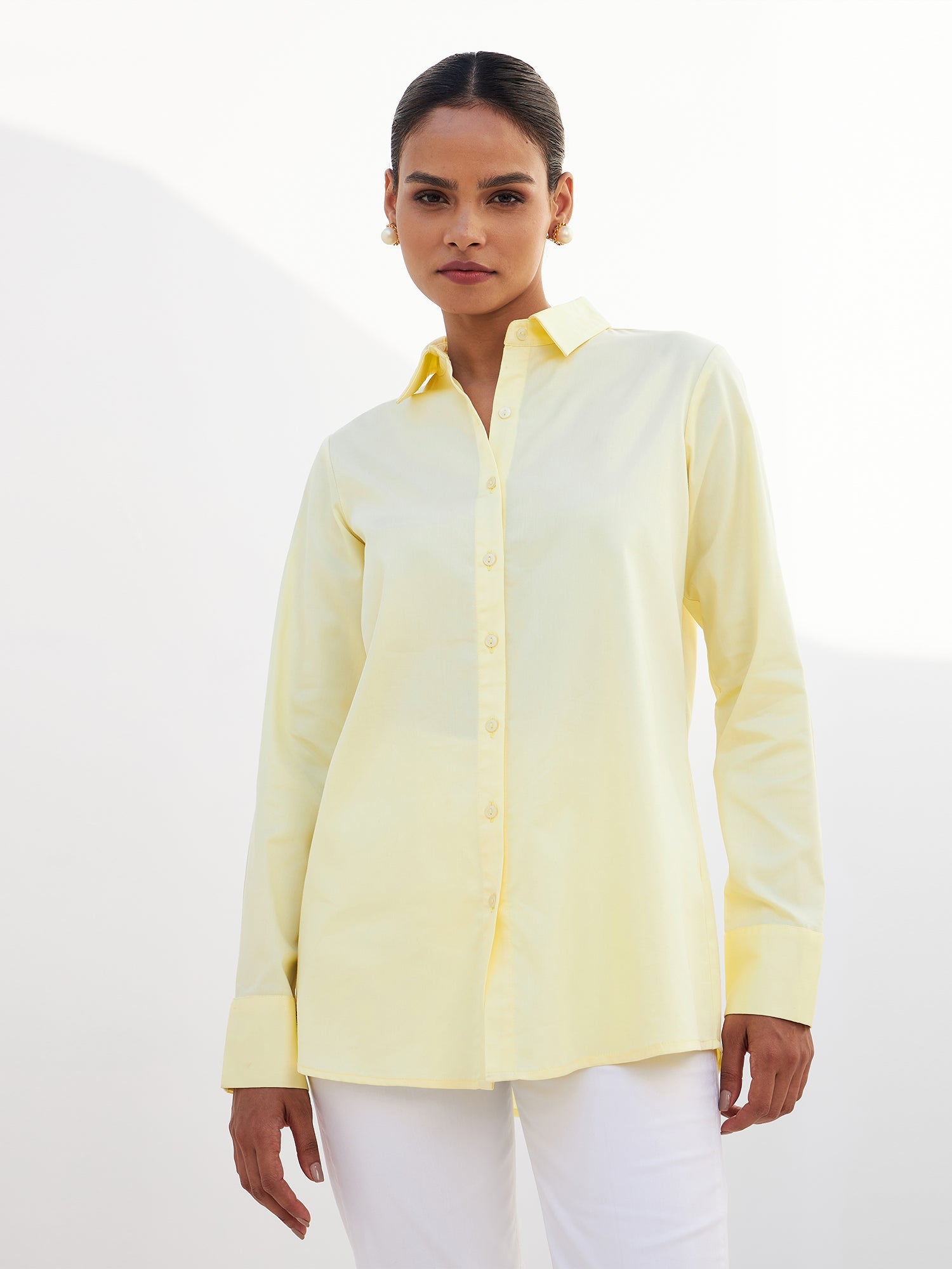 Pristine Button Down Shirt-Lemon