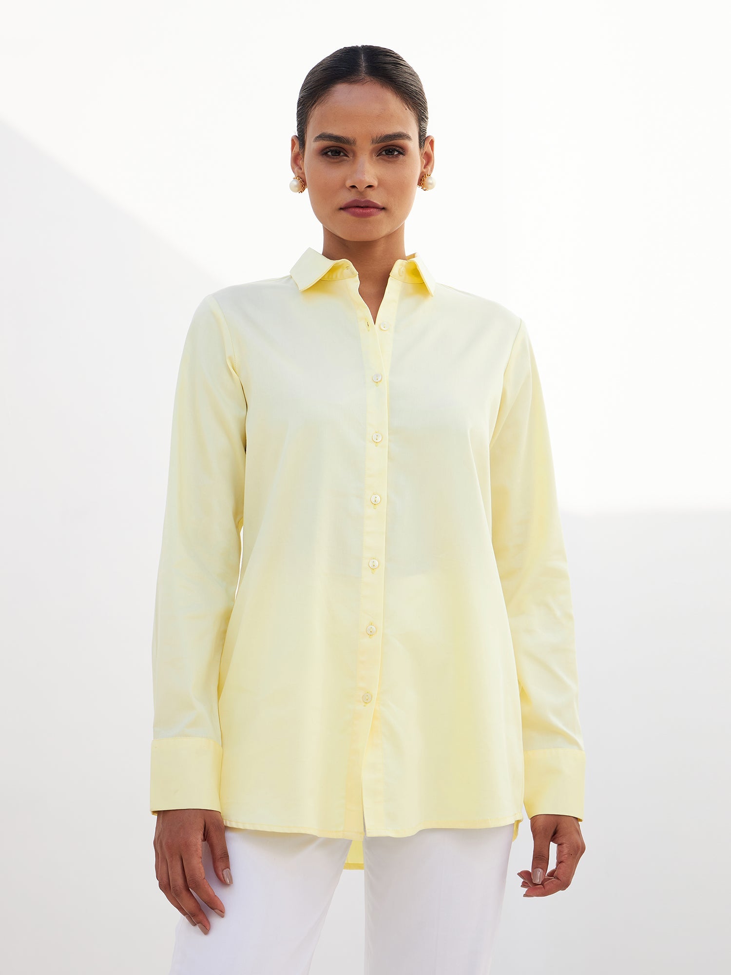 Pristine Button Down Shirt-Lemon