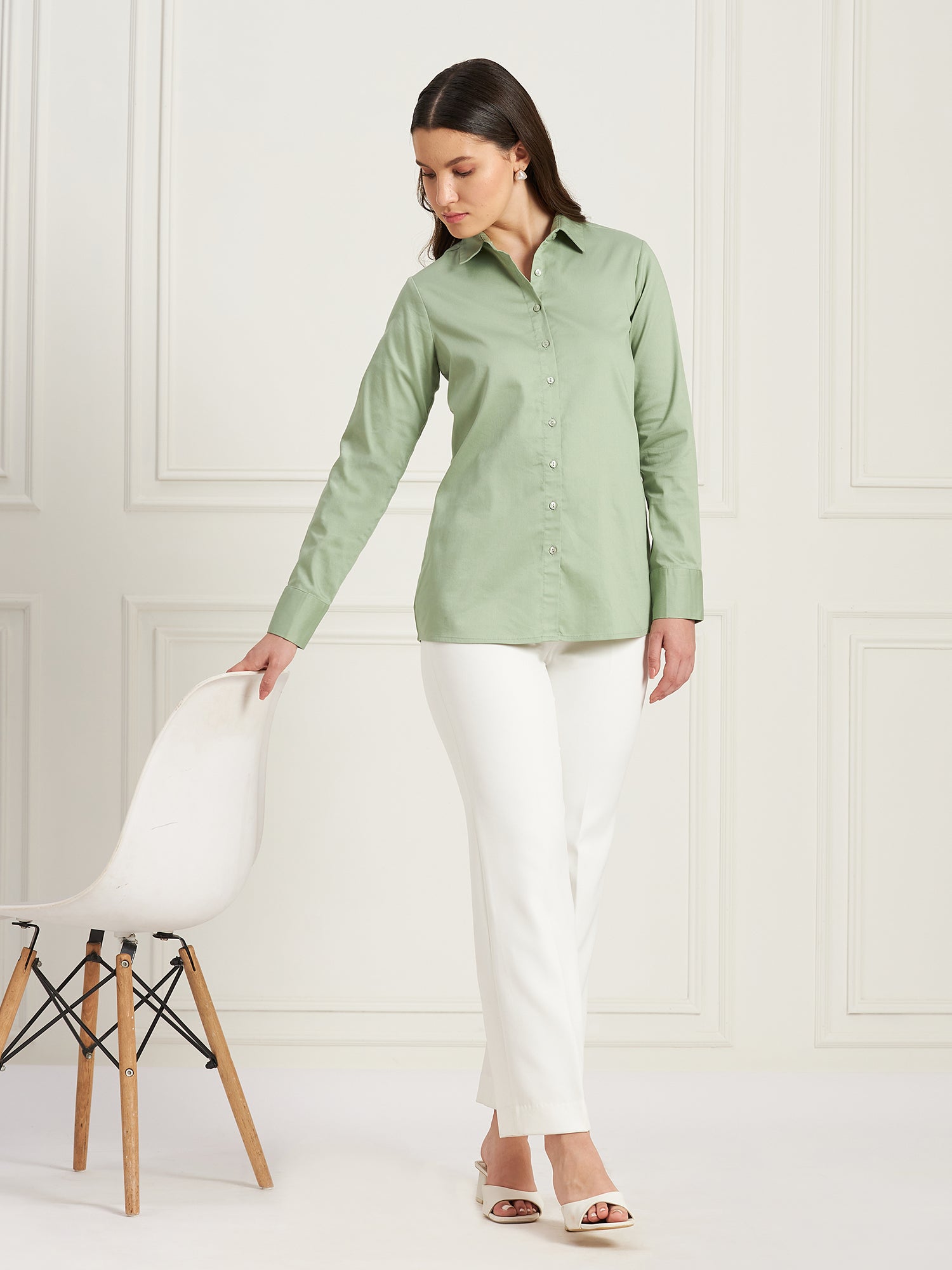 Pristine Button Down Shirt-Sage Green