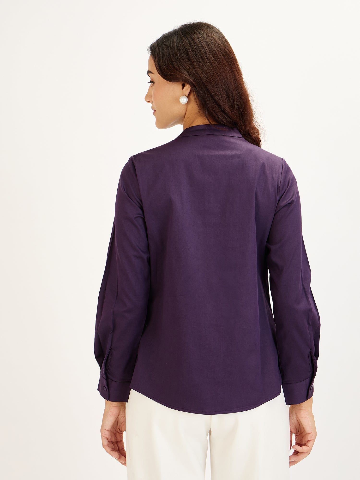 Melita-Purple Mandarin Shirt - Purple