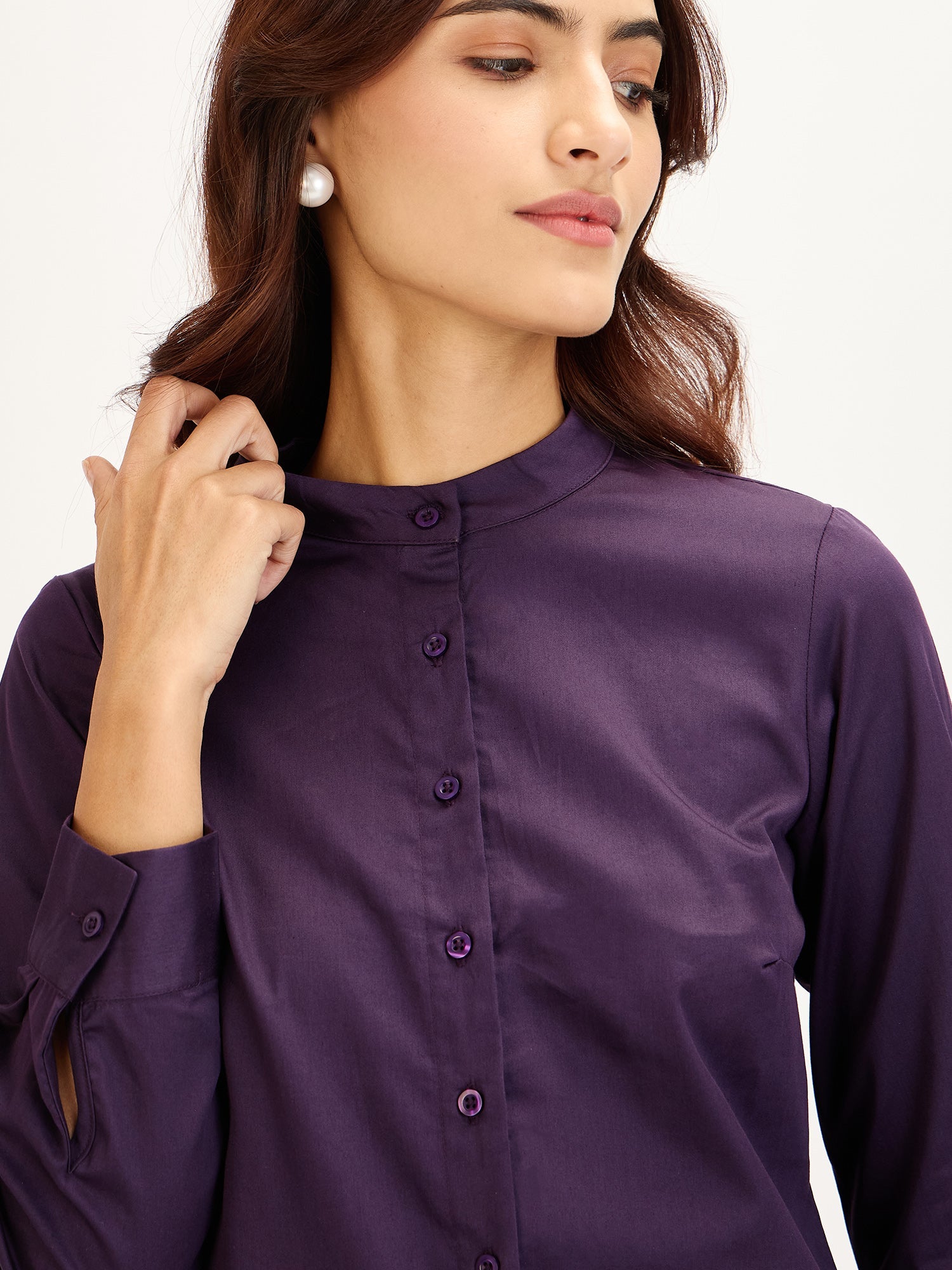 Melita-Purple Mandarin Shirt - Purple