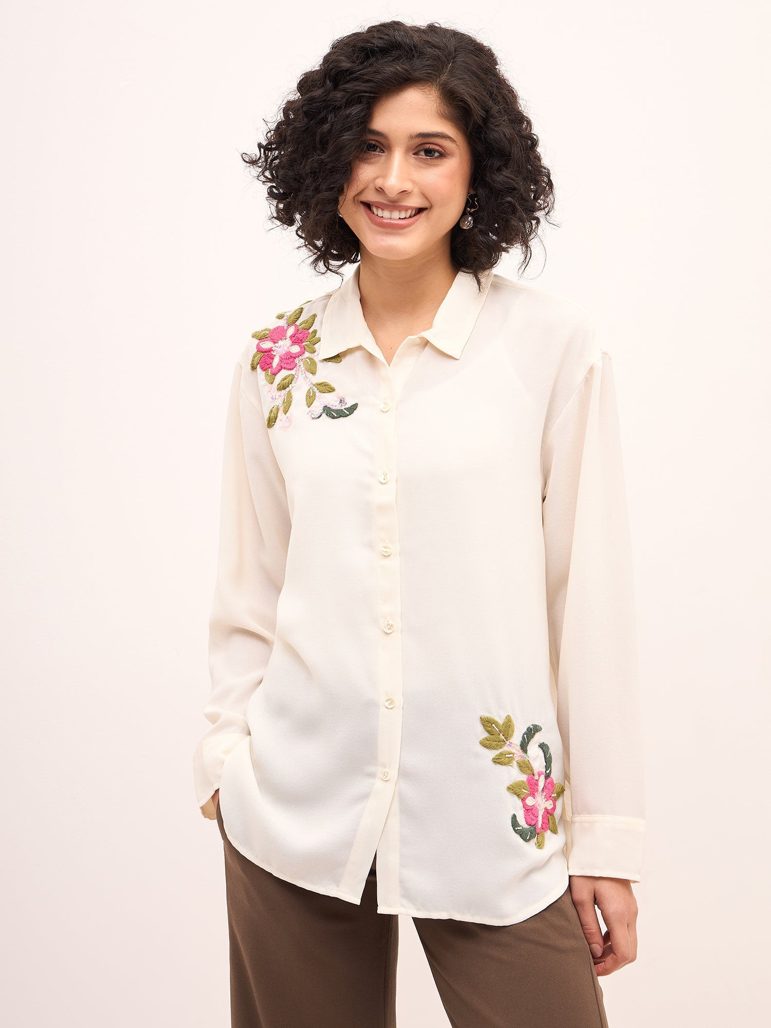 Flourish Embroidered Shirt-White
