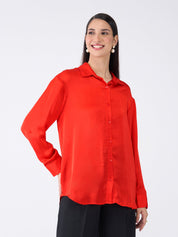 Cheri Button Down Shirt-Red