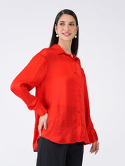 Cheri Button Down Shirt-Red