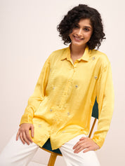 Sunstruck Embellished Button Down Shirt-Yellow