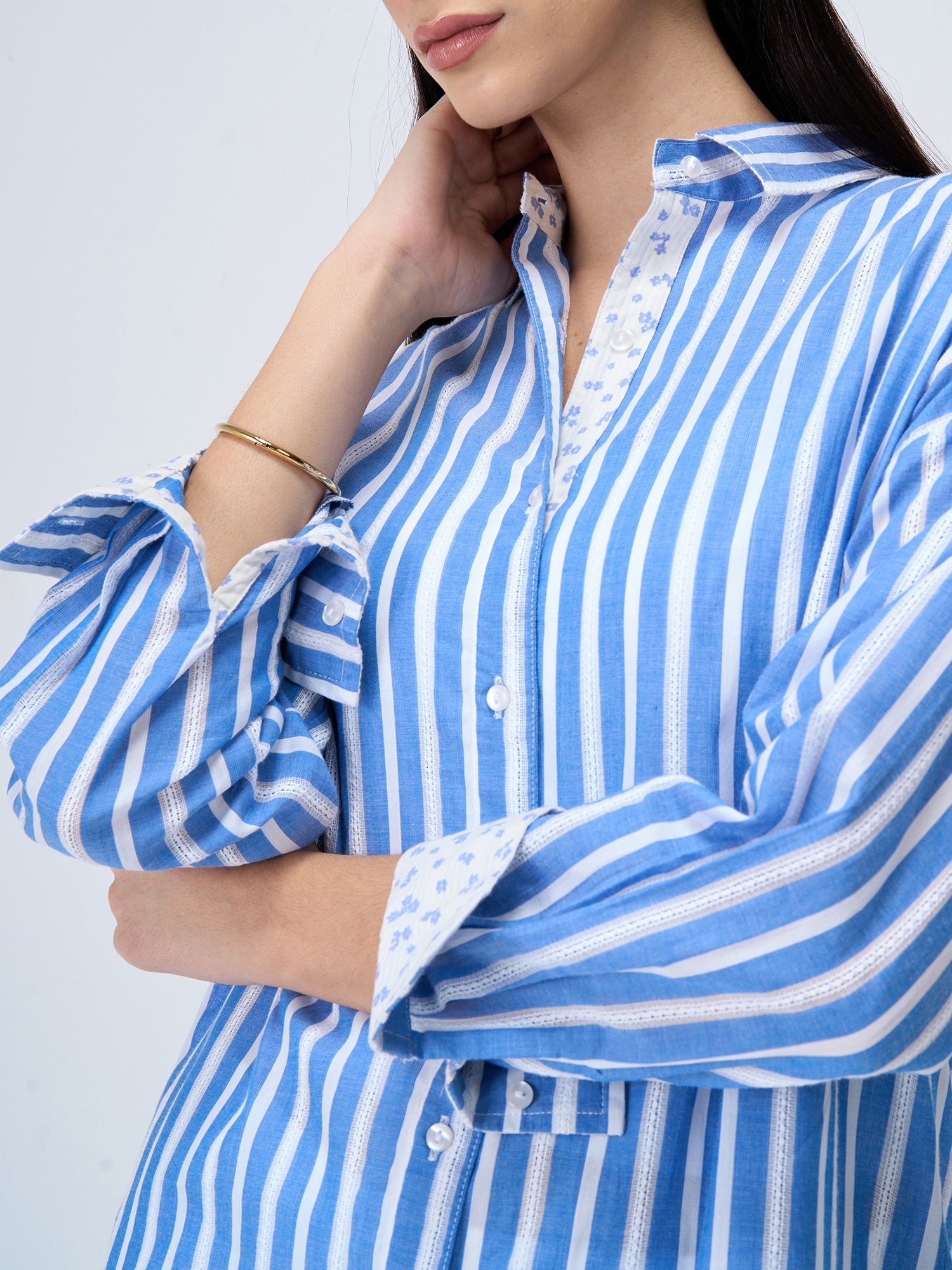 Seafarer Striped Button Down Shirt-Blue & White