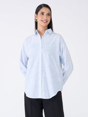 Coasta Striped Button Down Shirt - White & Blue