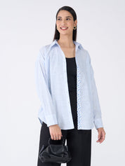 Coasta Striped Button Down Shirt - White & Blue