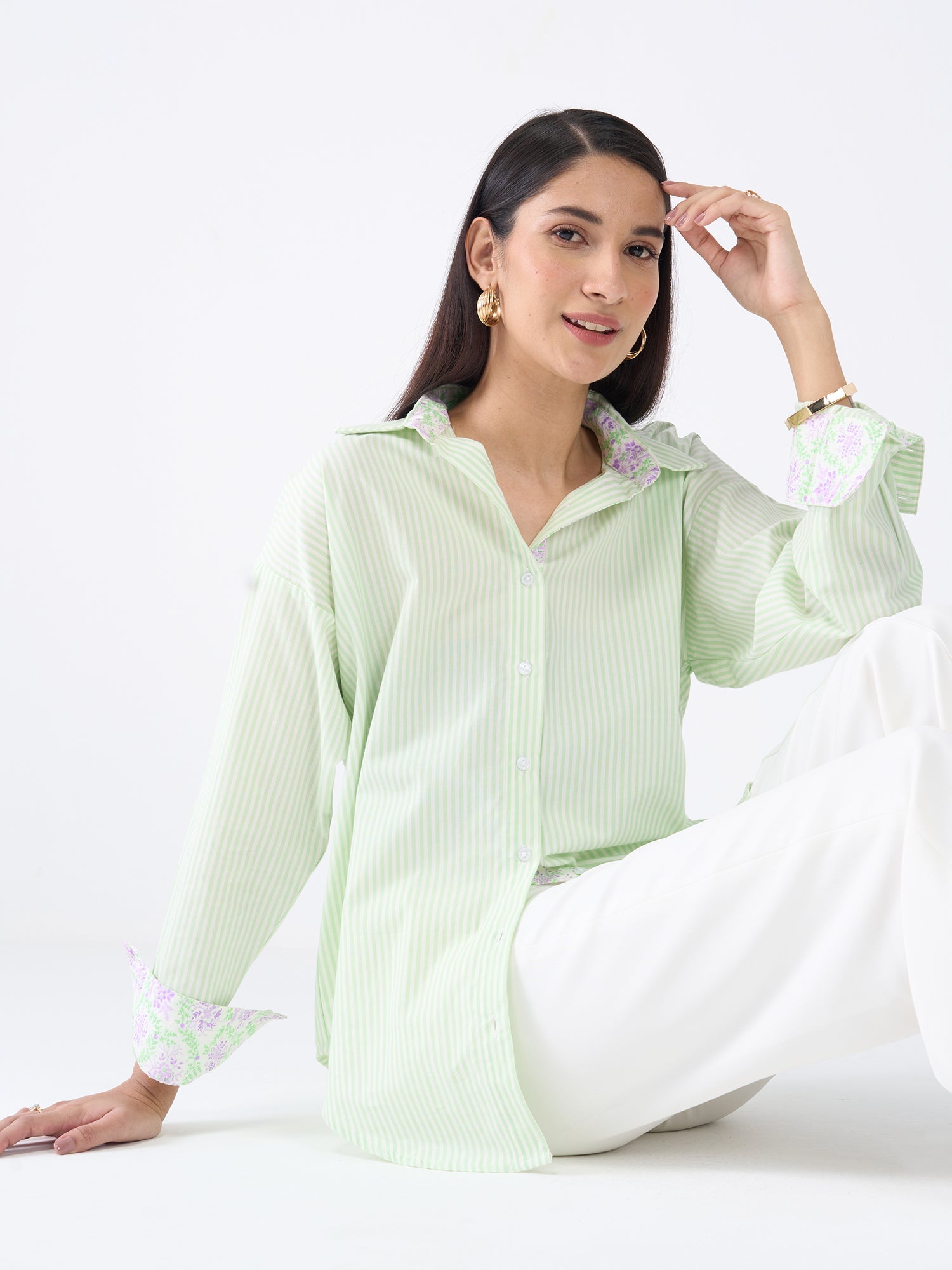 Epsom Striped Button Down Shirt - Green