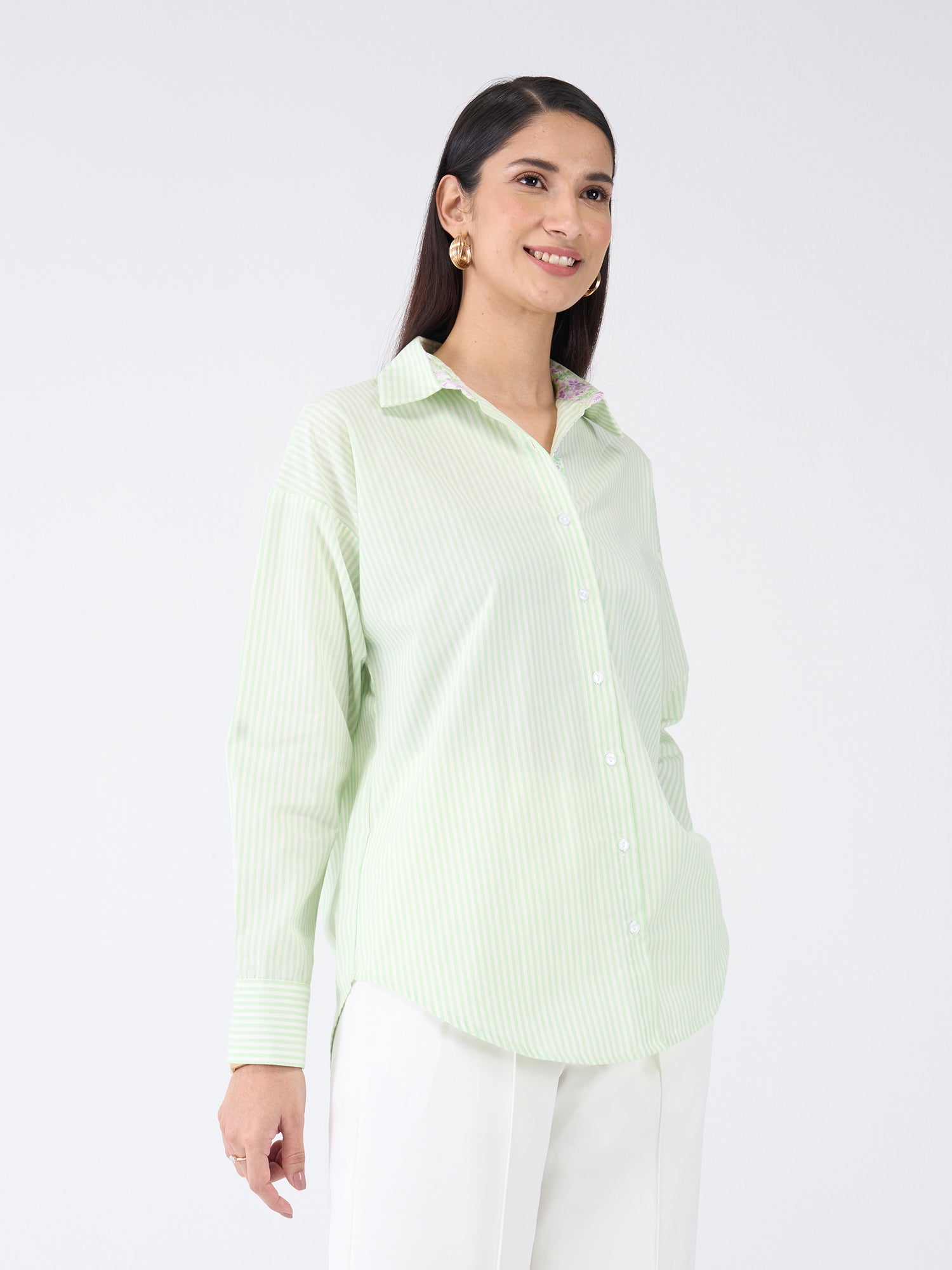 Epsom Striped Button Down Shirt - Green