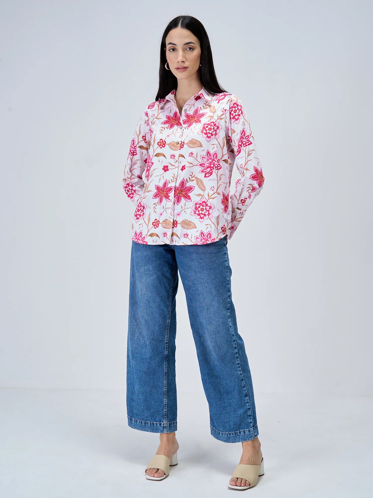 Aurelia Printed Satin Shirt - Multicolor