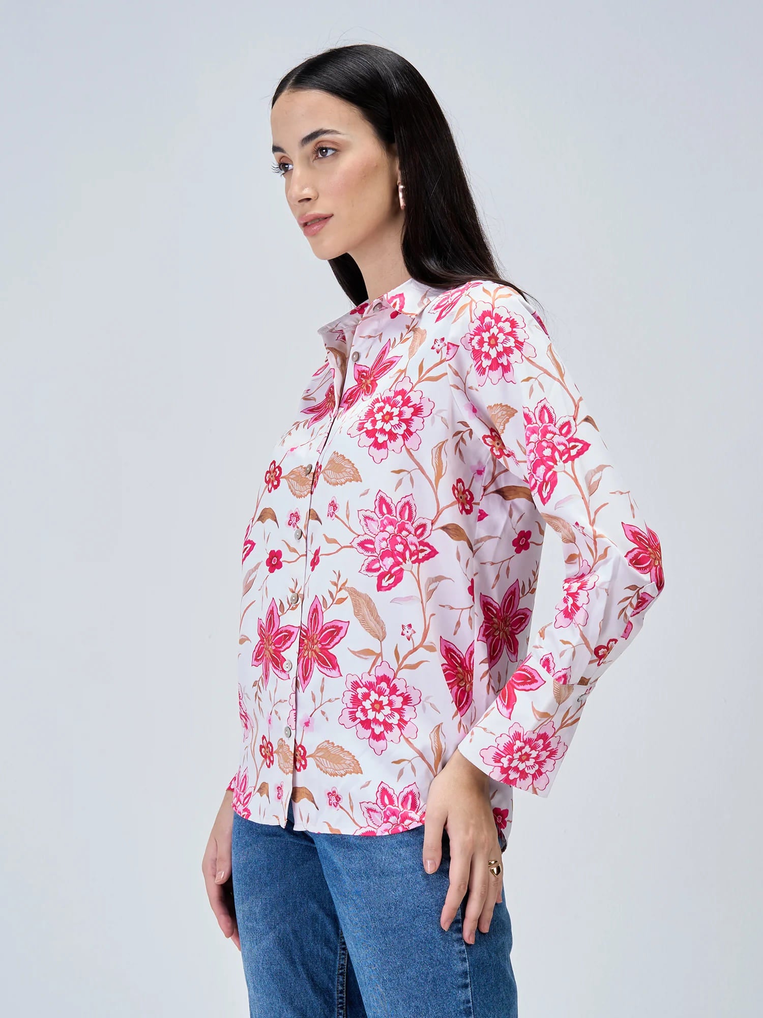 Aurelia Printed Satin Shirt - Multicolor