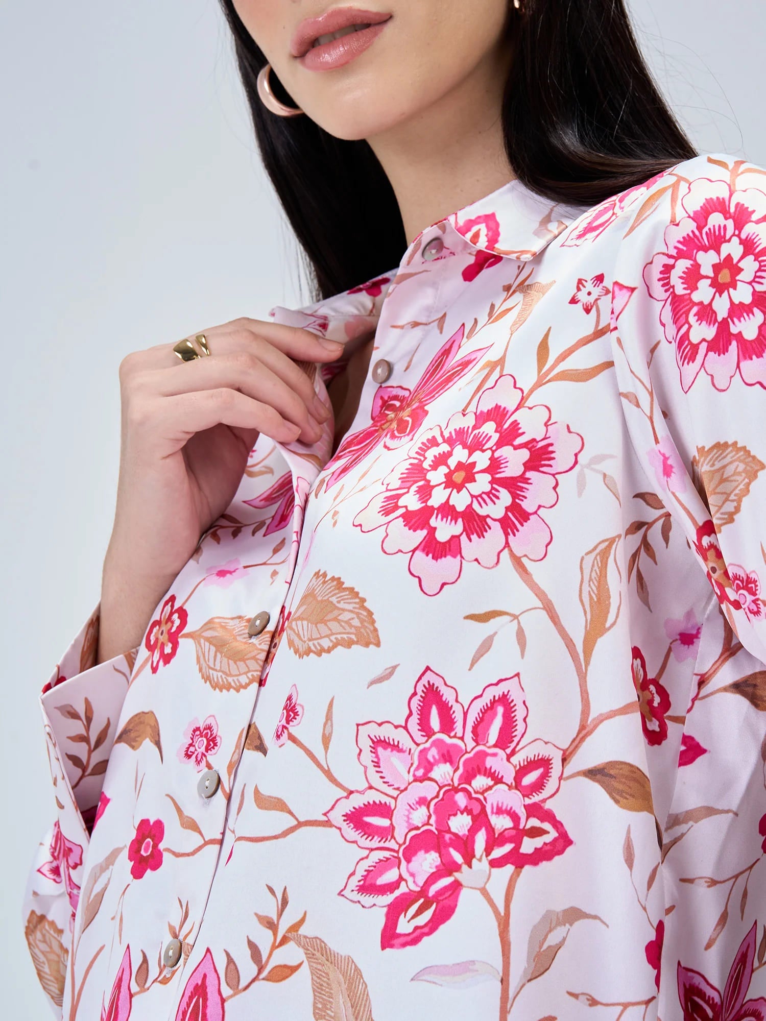 Aurelia Printed Satin Shirt - Multicolor