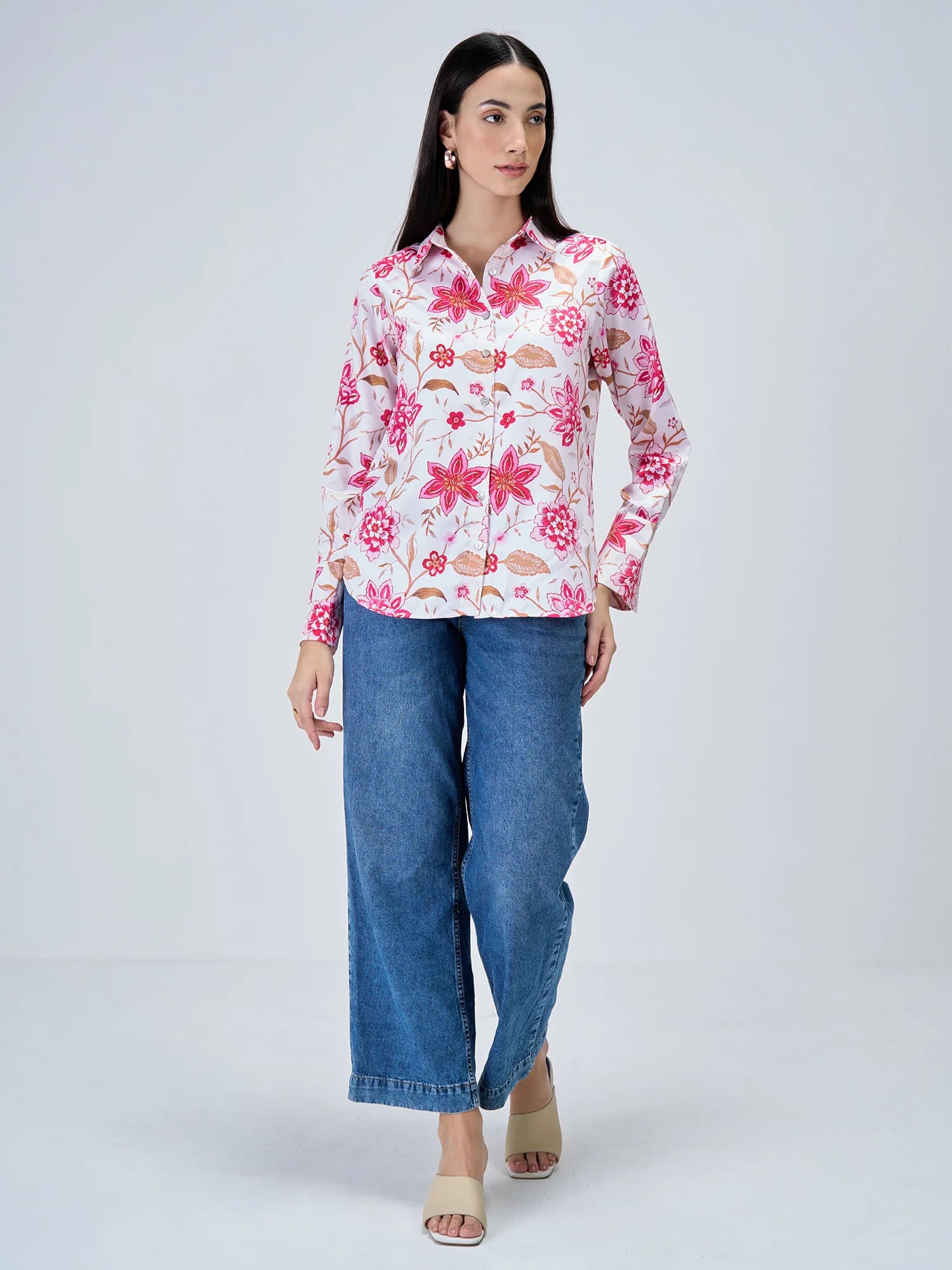 Aurelia Printed Satin Shirt - Multicolor