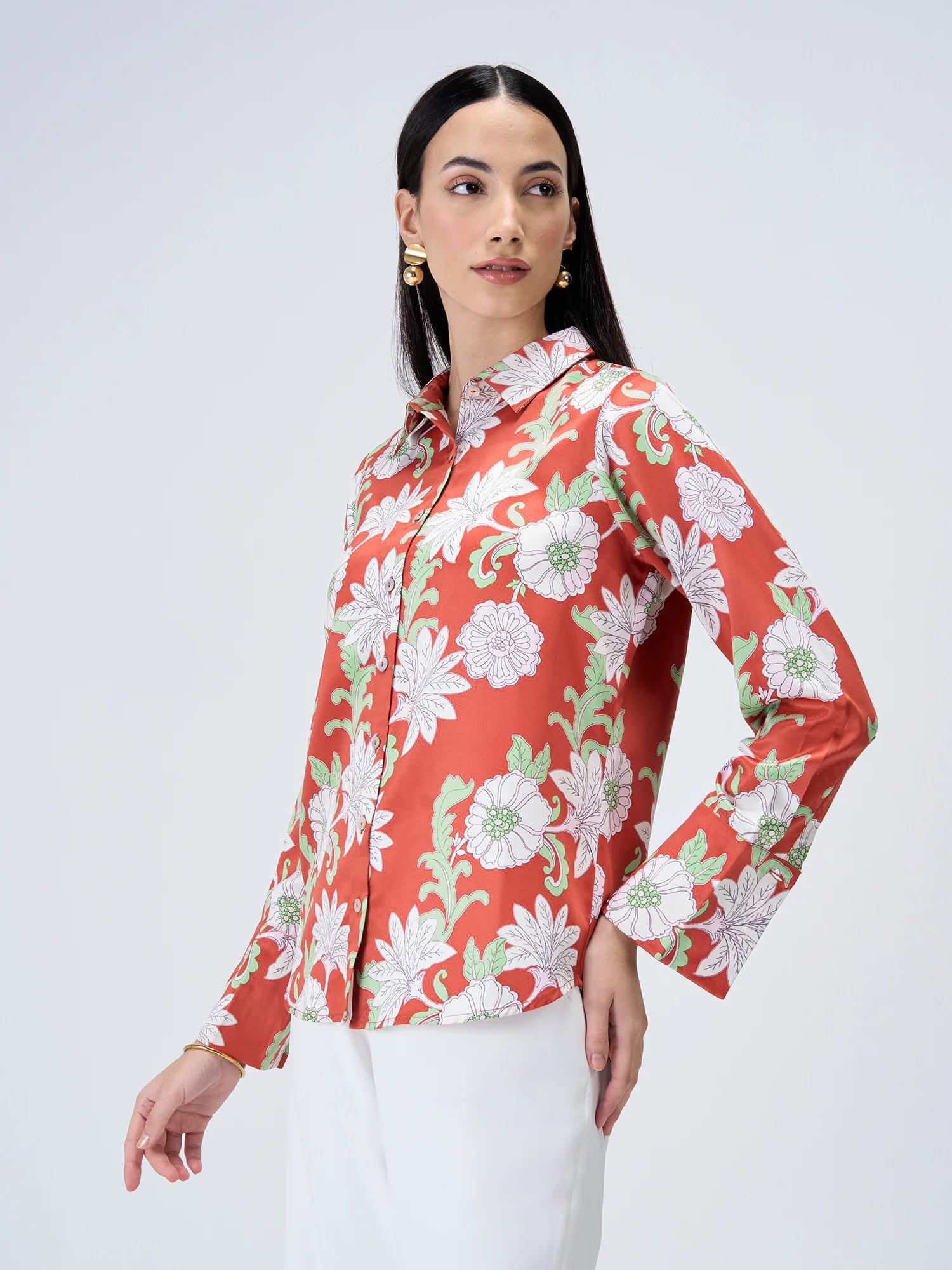 Ricci Printed Satin Shirt - Multicolor