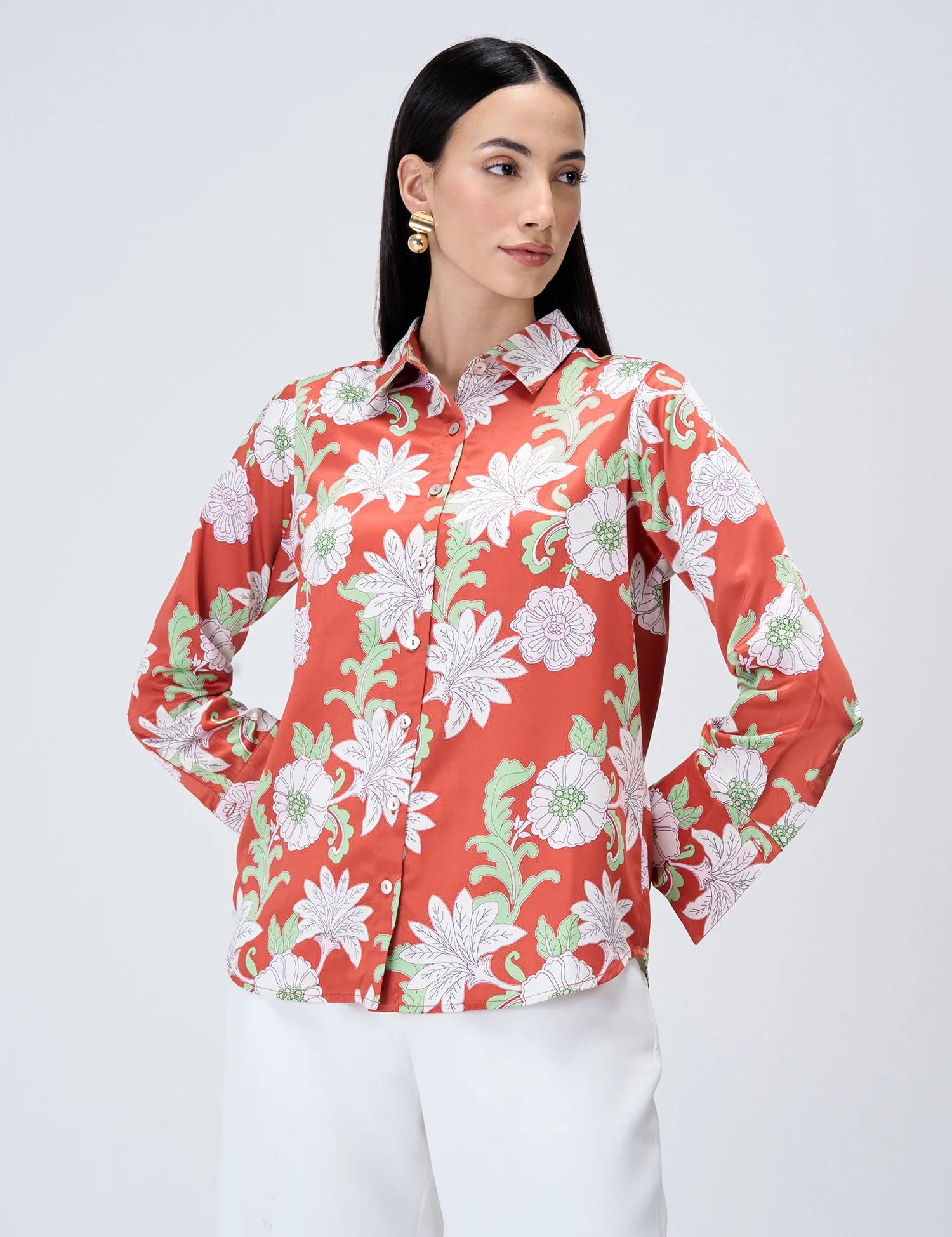 Ricci Printed Satin Shirt - Multicolor