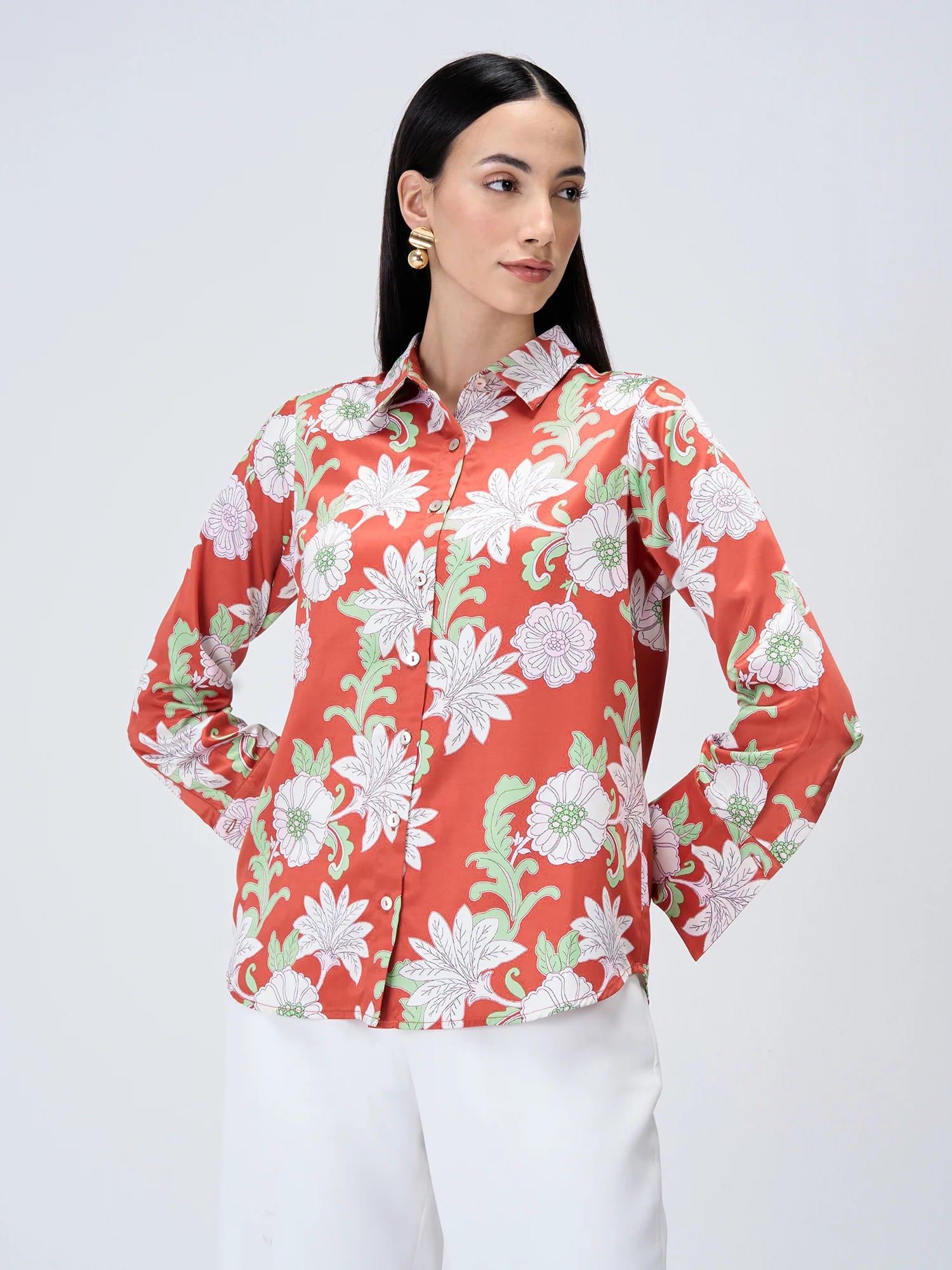 Ricci Printed Satin Shirt - Multicolor