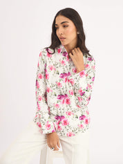 Carmine Rose Extended Cuff Button Down Shirt - Multicolor