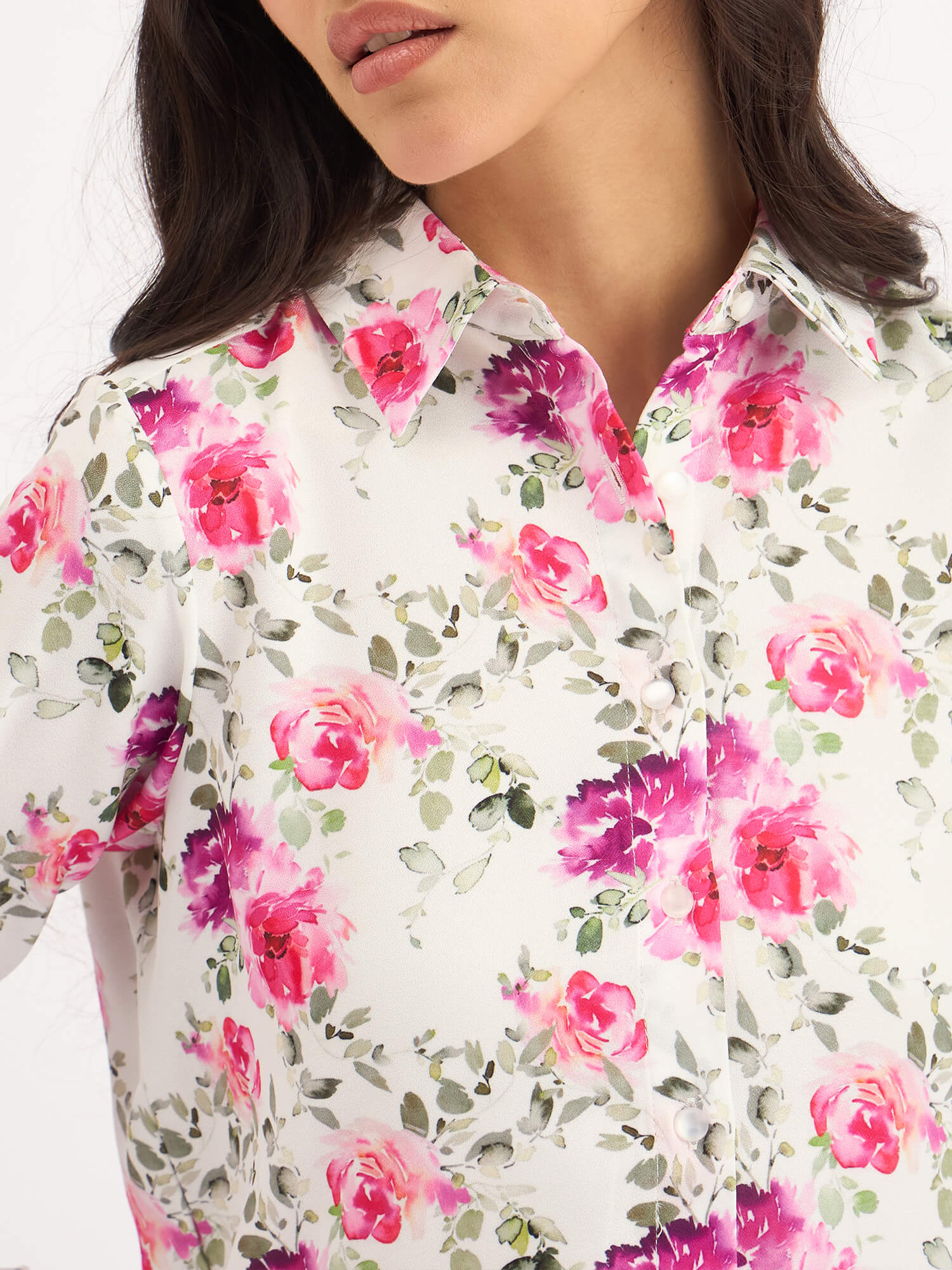 Carmine Rose Extended Cuff Button Down Shirt - Multicolor