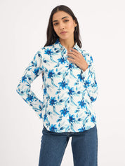 Rivera Extended Cuff Button Down Shirt - Blue & White