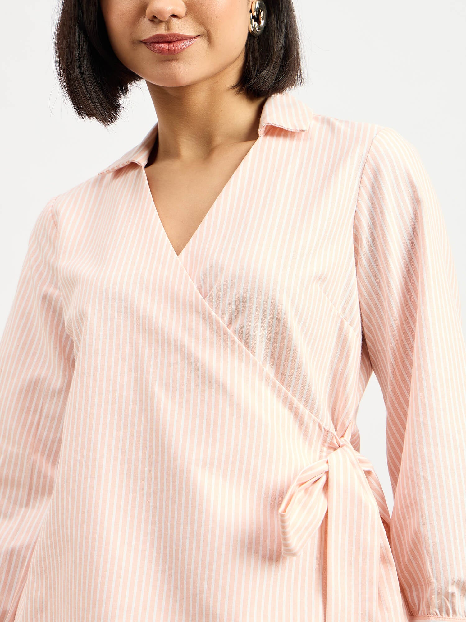 Peachy Wrap Style Shirt - Peach