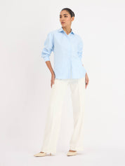 Mariner Striped Shirt With Lace Detail - Light Blue Stripes