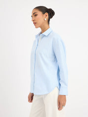 Mariner Striped Shirt With Lace Detail - Light Blue Stripes