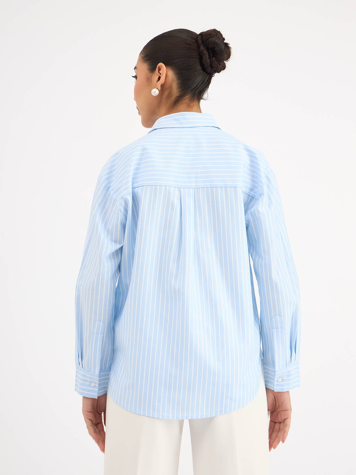 Mariner Striped Shirt With Lace Detail - Light Blue Stripes