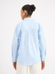 Mariner Striped Shirt With Lace Detail - Light Blue Stripes