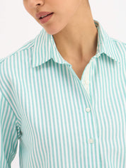 Mariner Striped Shirt With Lace Detail - Mint Green