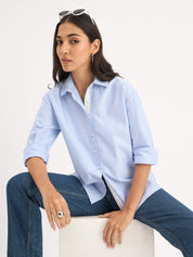 Mariner Striped Shirt With Lace Detail - True Blue