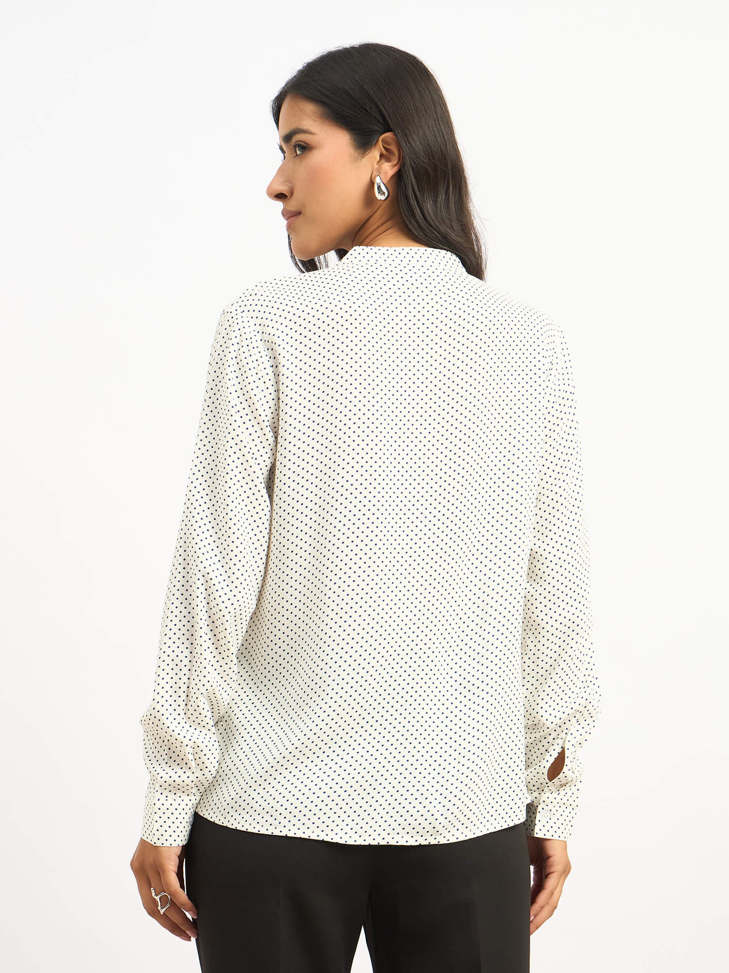 Pacific Ruffle Detail Shirt - White Polka