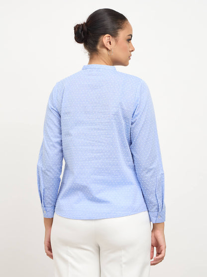 Pacific Ruffle Detail Shirt-Blue