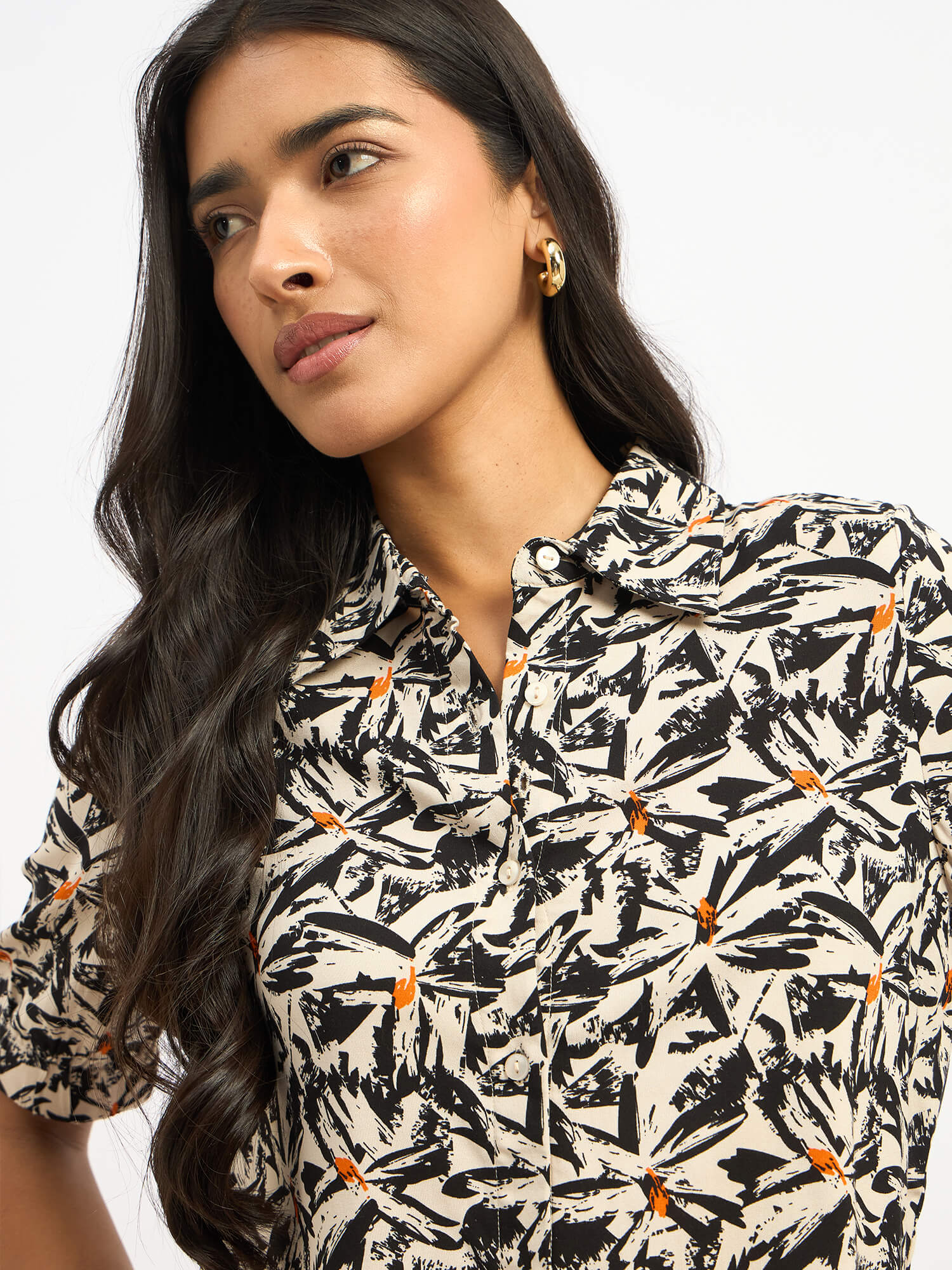 Sabine Short Elasticated Sleeve Shirt - Black