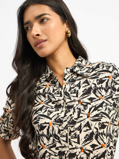 Sabine Short Elasticated Sleeve Shirt - Black