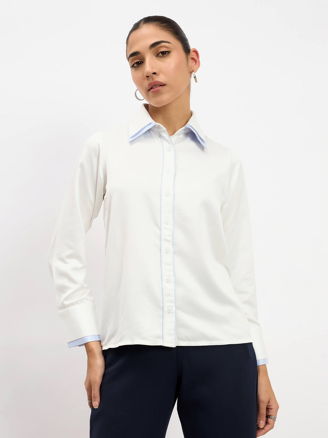 Chromatic Double Collar Shirt-White