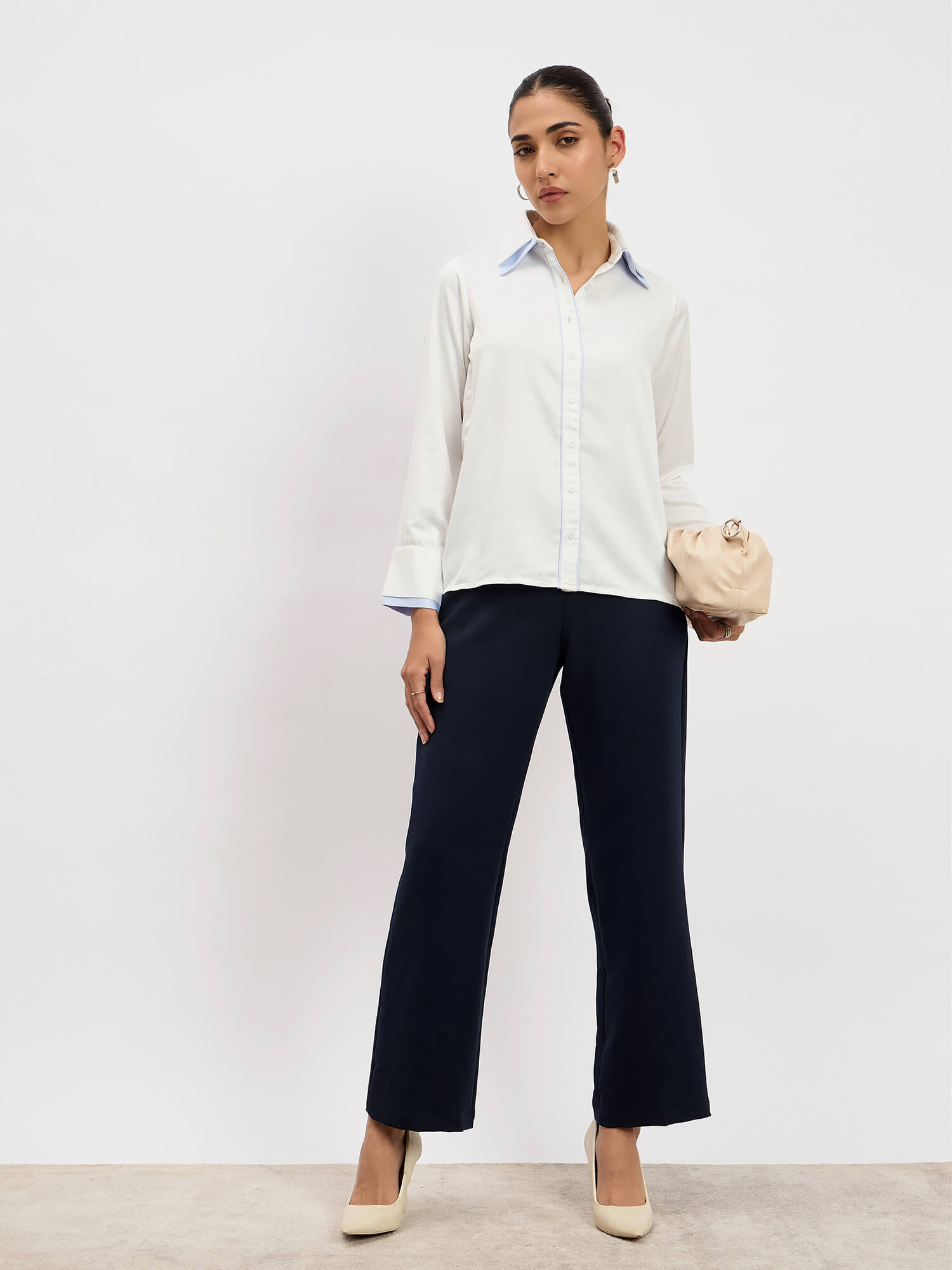 Chromatic Double Collar Shirt-White - SALT Attire