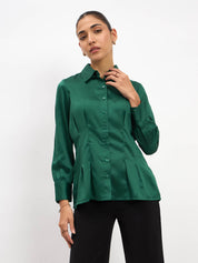 Wristlet Waist pleated shirt - Green