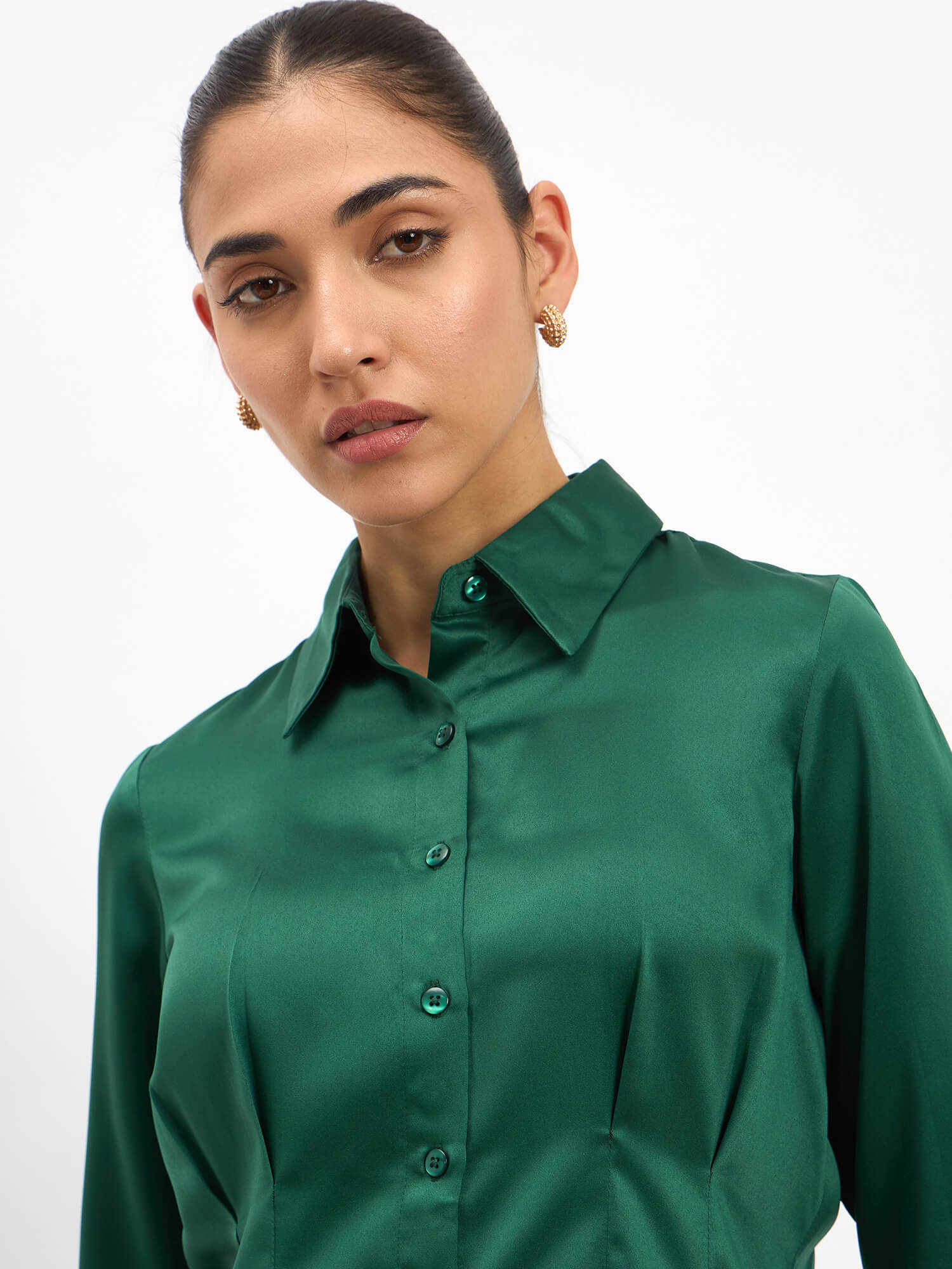 Wristlet Waist pleated shirt - Green