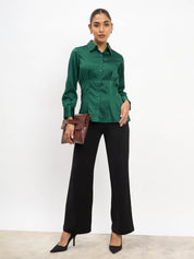 Wristlet Waist pleated shirt - Green