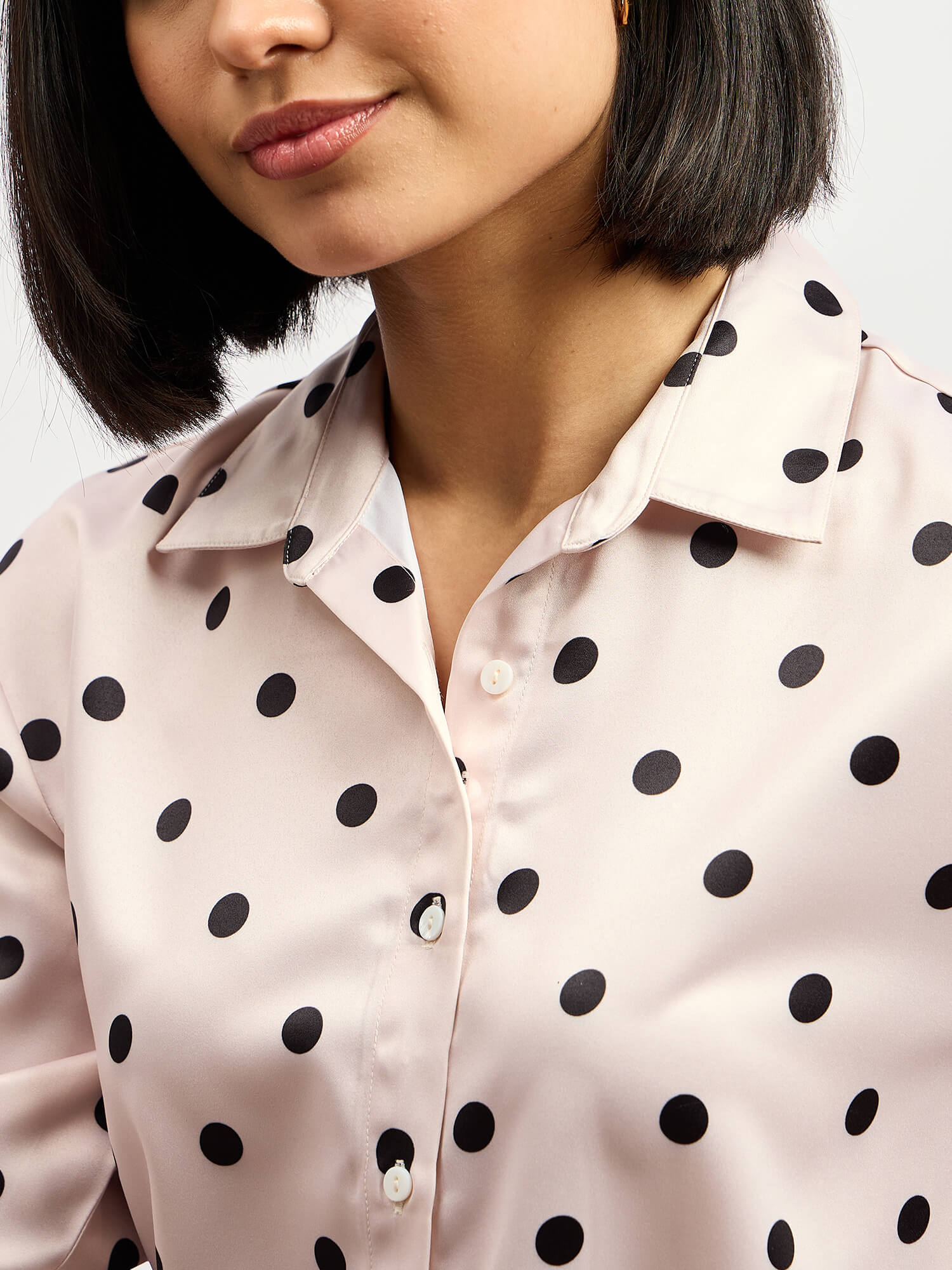 Versace Oversized Polka Shirt - Beige &amp; Black - SALT Attire