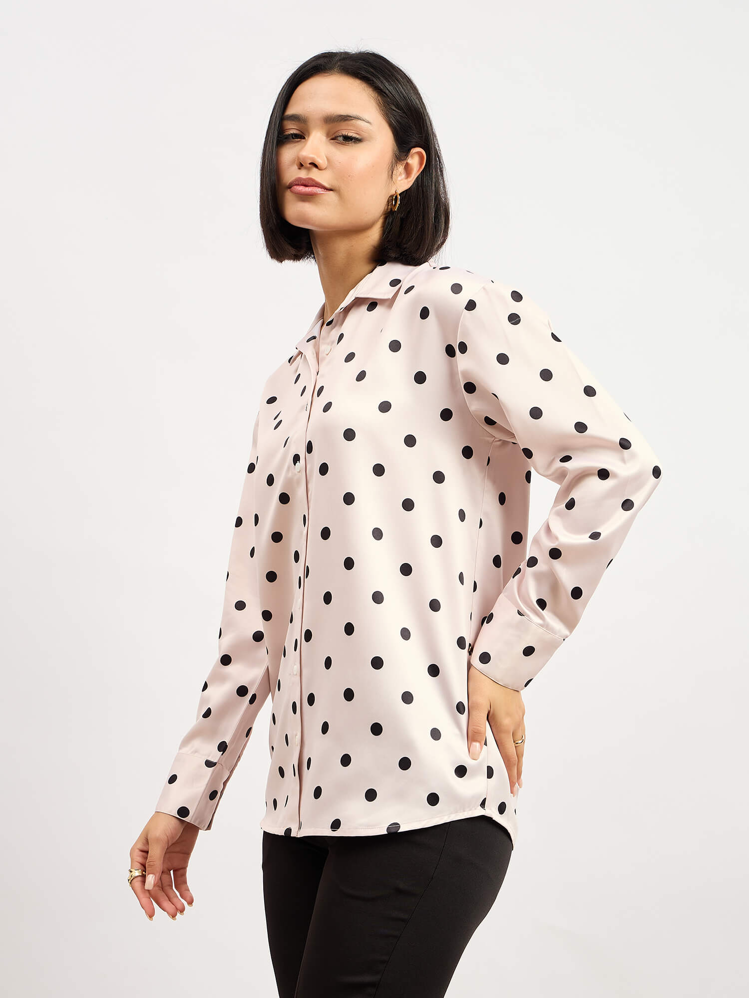 Versace Oversized Polka Shirt - Beige & Black