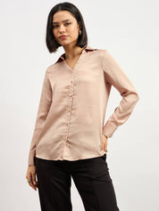 Spectrum Collared V-neck Shirt - Champagne