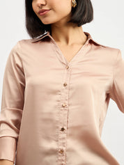 Spectrum Collared V-neck Shirt - Champagne