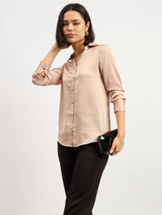 Spectrum Collared V-neck Shirt - Champagne