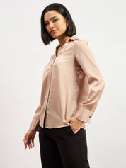 Spectrum Collared V-neck Shirt - Champagne