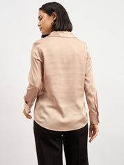 Spectrum Collared V-neck Shirt - Champagne