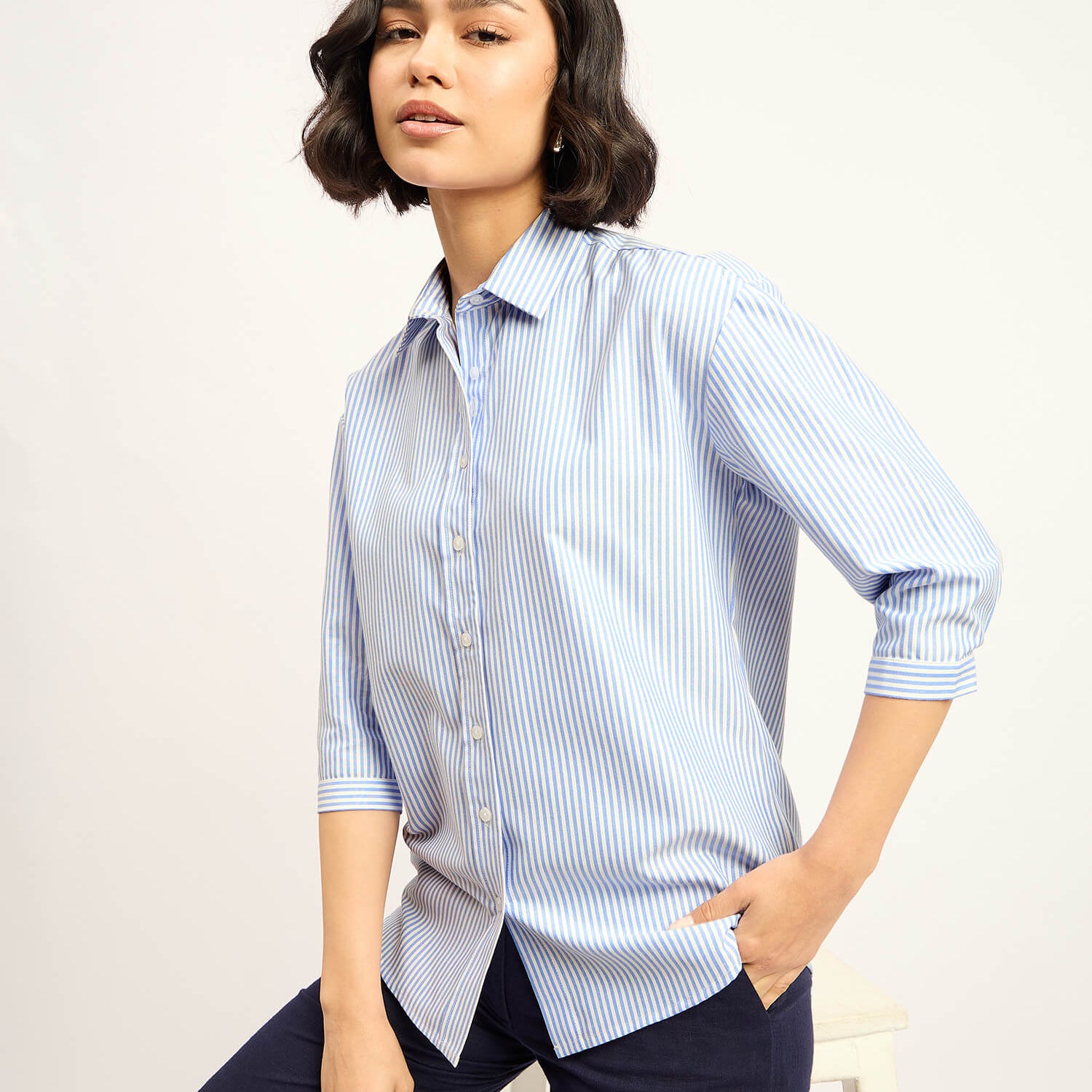 Acra Relaxed Fit Shirt - Blue & White