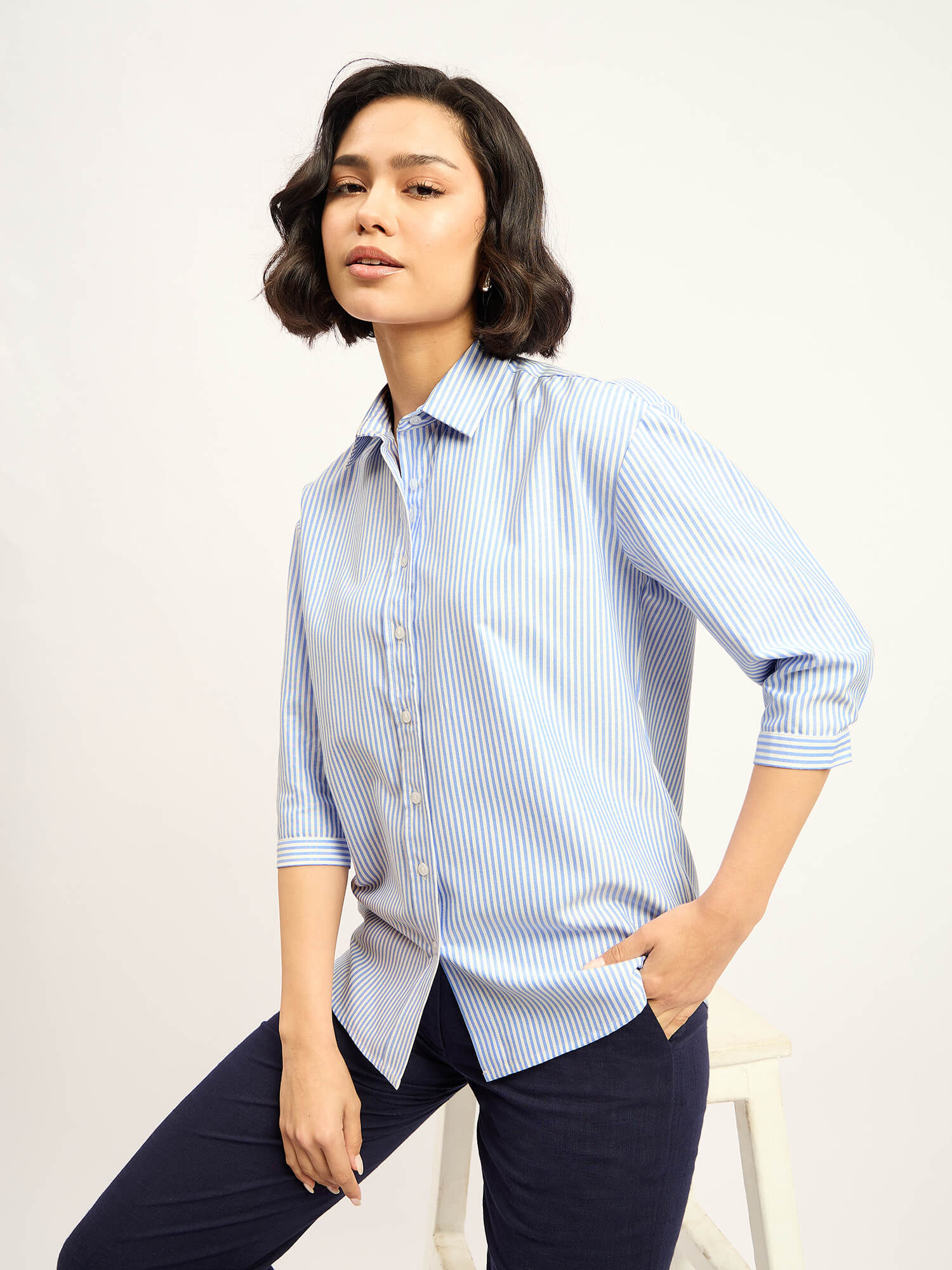 Acra Relaxed Fit Shirt - Blue &amp; White