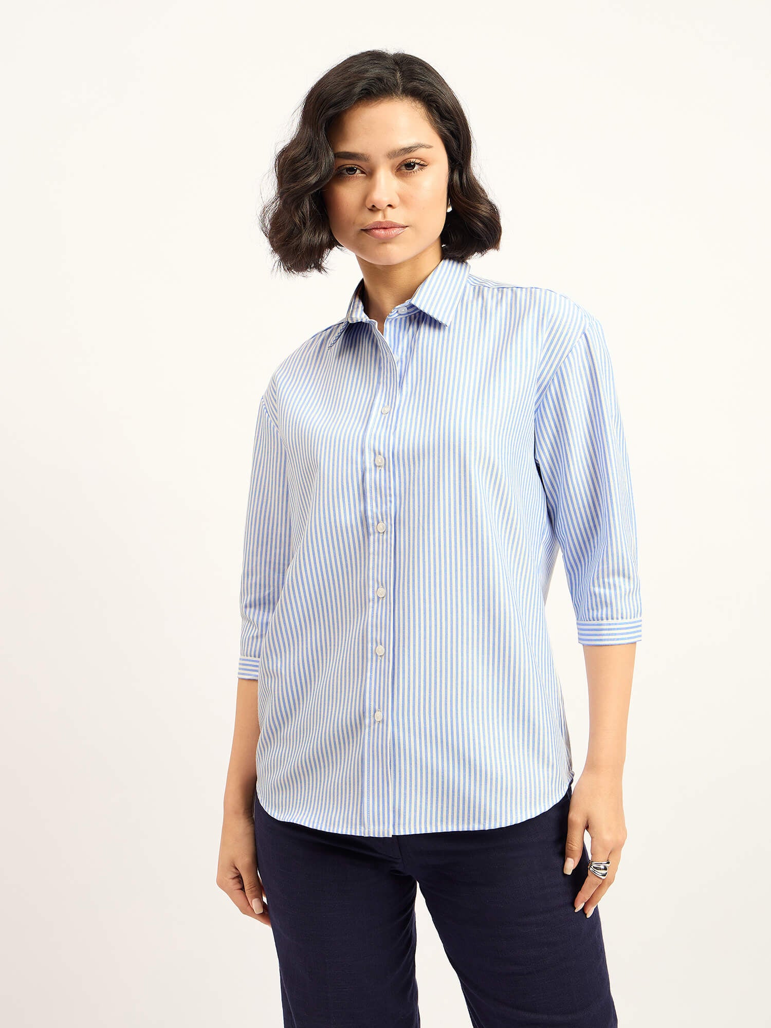 Acra Relaxed Fit Shirt - Blue &amp; White